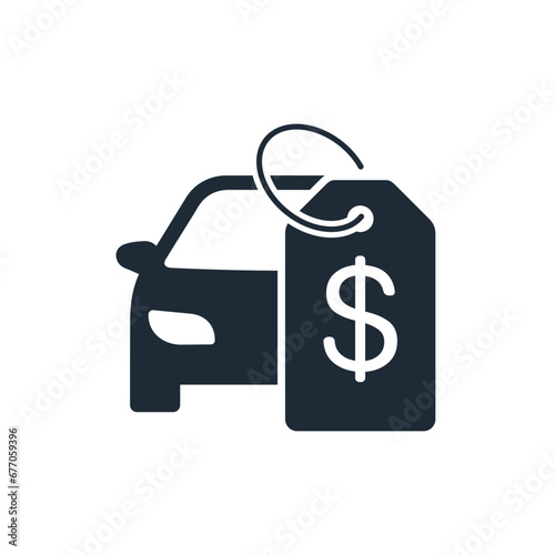  Car price.Vector illustration icon isolated on white background.