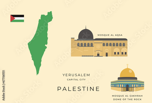 Palestine mosque and map