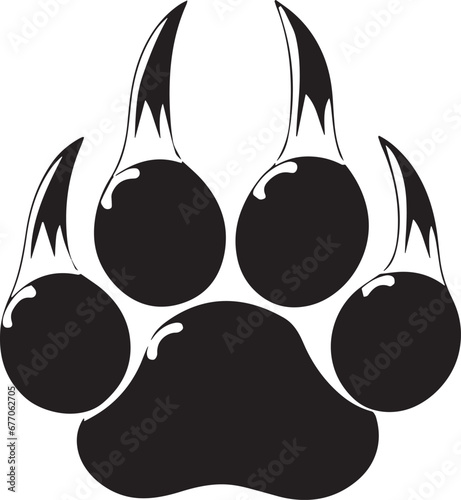 Claw print, showcasing the distinct imprint of a predatory animal's powerful and sharp claws.  Formidable hunter or predator