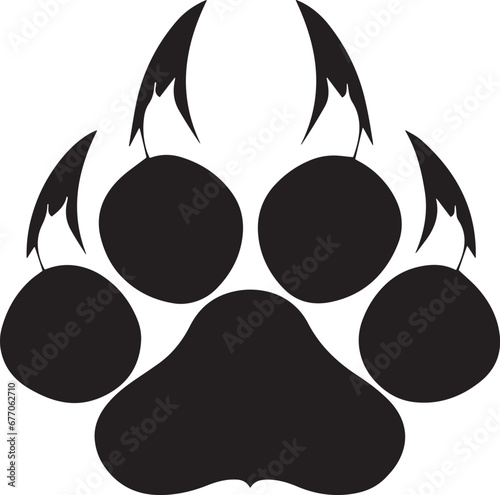 Claw print, showcasing the distinct imprint of a predatory animal's powerful and sharp claws.  Formidable hunter or predator