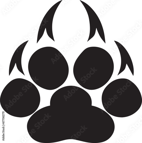 Claw print, showcasing the distinct imprint of a predatory animal's powerful and sharp claws.  Formidable hunter or predator