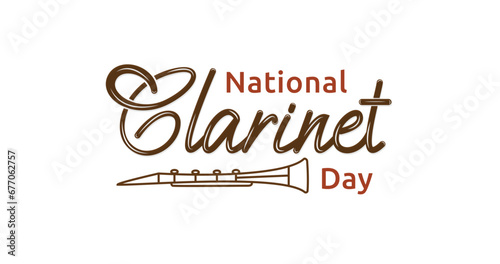 National Clarinet Day handwritten text calligraphy vector illustration. Great for posters, banners, brochures, and flyers