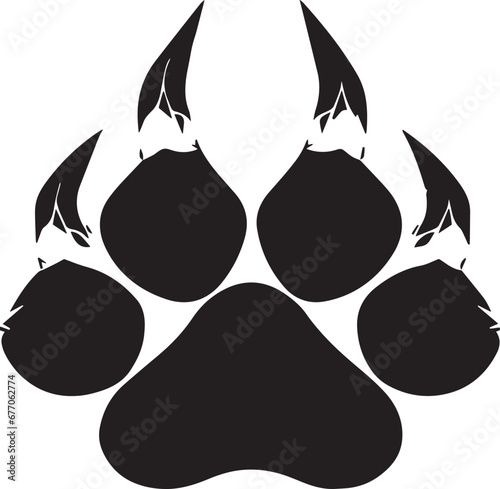 Claw print, showcasing the distinct imprint of a predatory animal's powerful and sharp claws.  Formidable hunter or predator