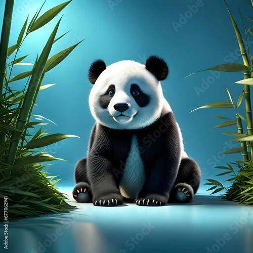Panda avec feuilles de bambou - IA g  n  rative