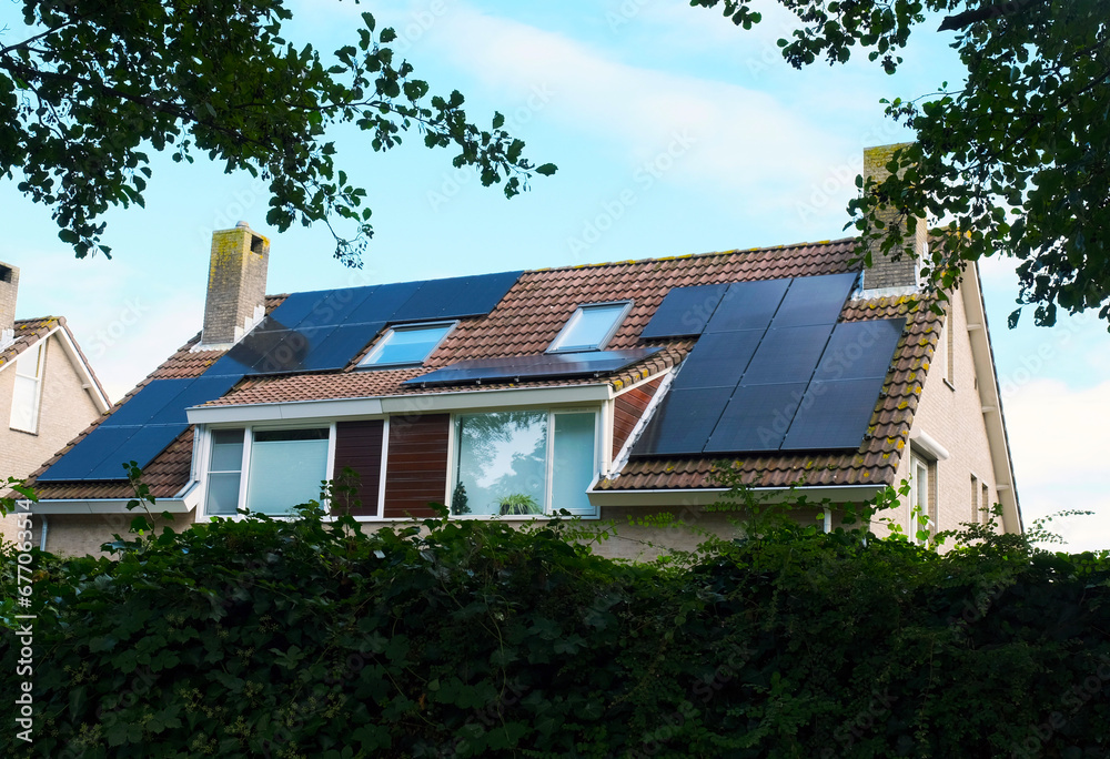 Solar Panel on The House Roof, Alternative Generator Energy in The Hague, Netherlands Solar Panel on The House Roof, Alternative Generator Energy in The Hague, Netherlands