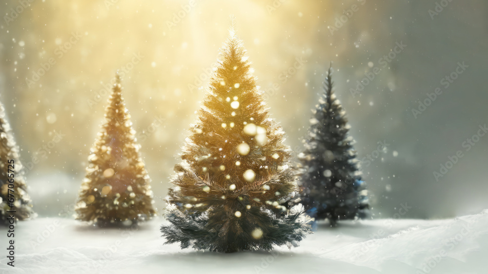Christmas Tree Bokeh Lights Background: Festive Illumination
