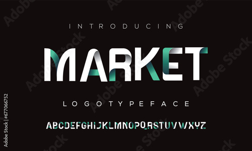 Market Modern abstract digital alphabet font. Minimal technology typography, Creative urban sport fashion futuristic font and with numbers. vector illustration