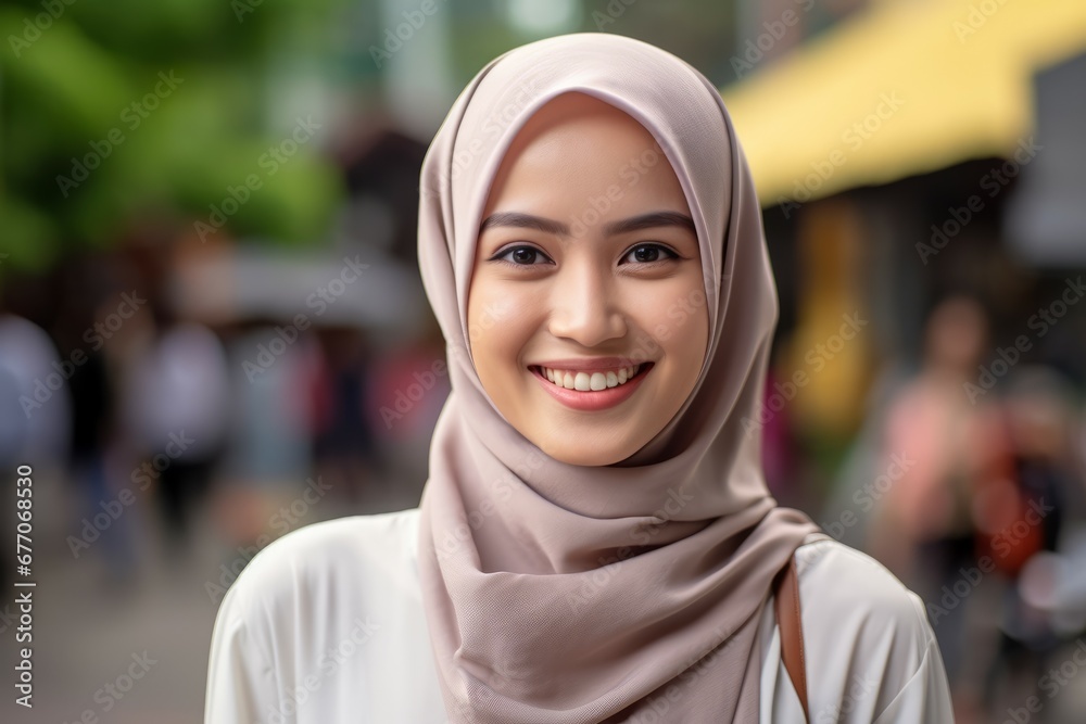 an indonesia young woman smile at camera