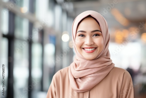 an indonesia young woman smile at camera photo