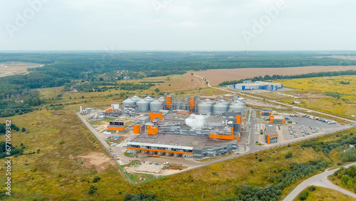 Kaluga  Russia. The territory of the industrial park Rosva. Biochemical production  Aerial View