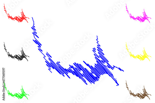 Lake of Spednic (Canada, United States, North America, us, part of the Chiputneticook Lakes) map vector illustration, scribble sketch Palfrey, Spednik or Spednick Lake map photo