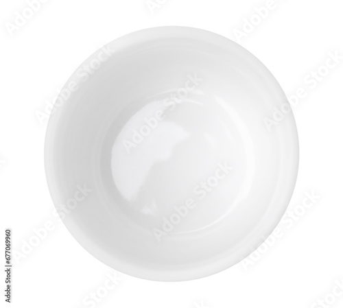 One ceramic cup isolated on white, top view. Cooking utensil