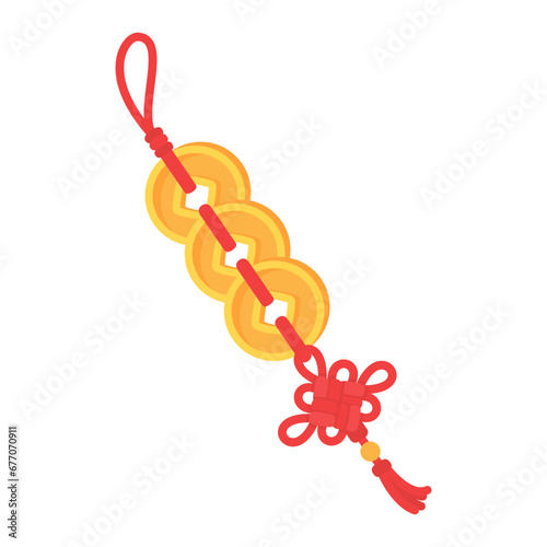 Chinese tassels. Red ropes woven into knots used for Chinese New Year decorations.