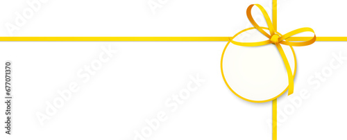 yellow colored ribbon bow with hang tag