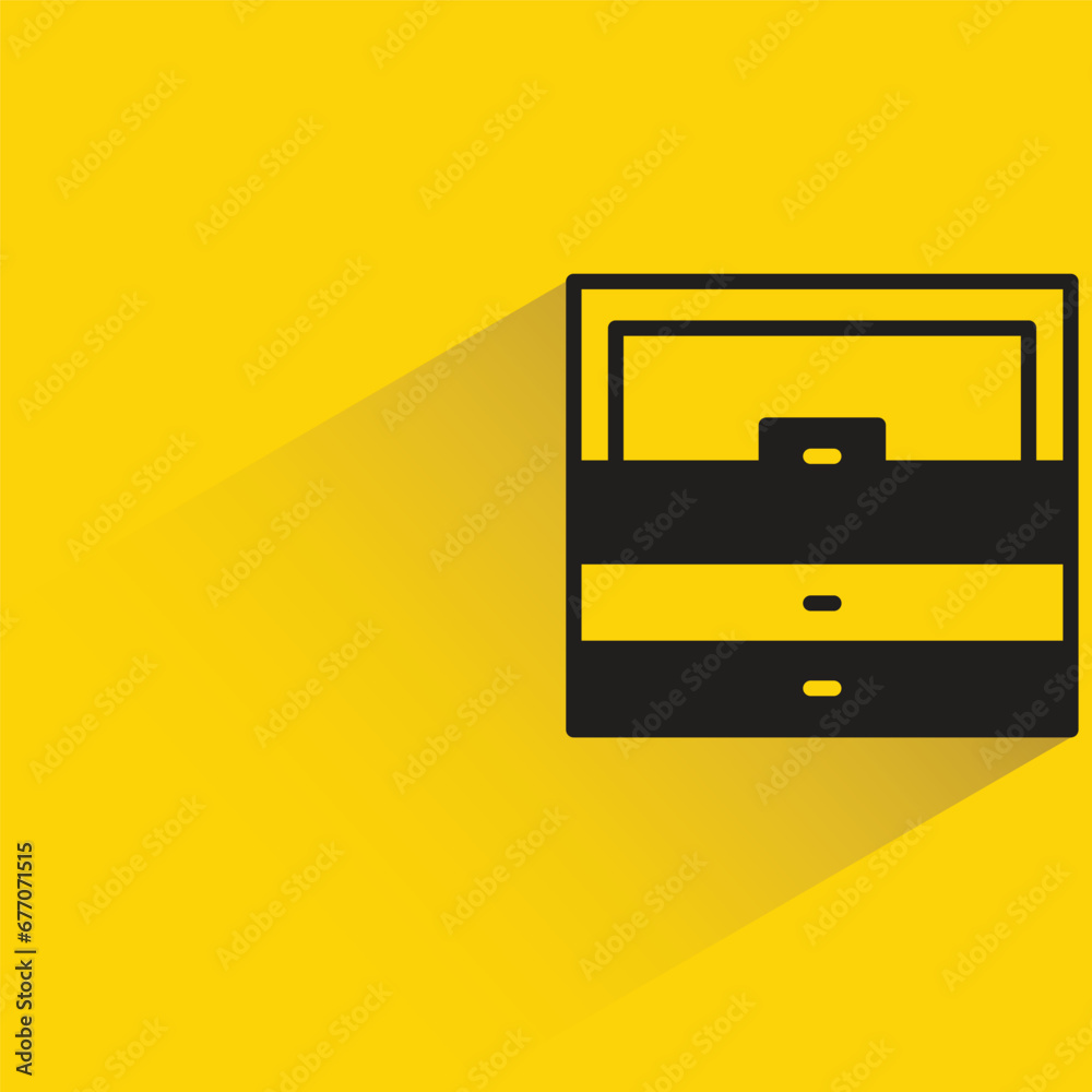 archive with shadow on yellow background archive with shadow on yellow background