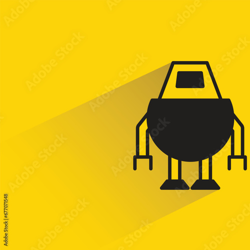 robot with shadow on yellow background