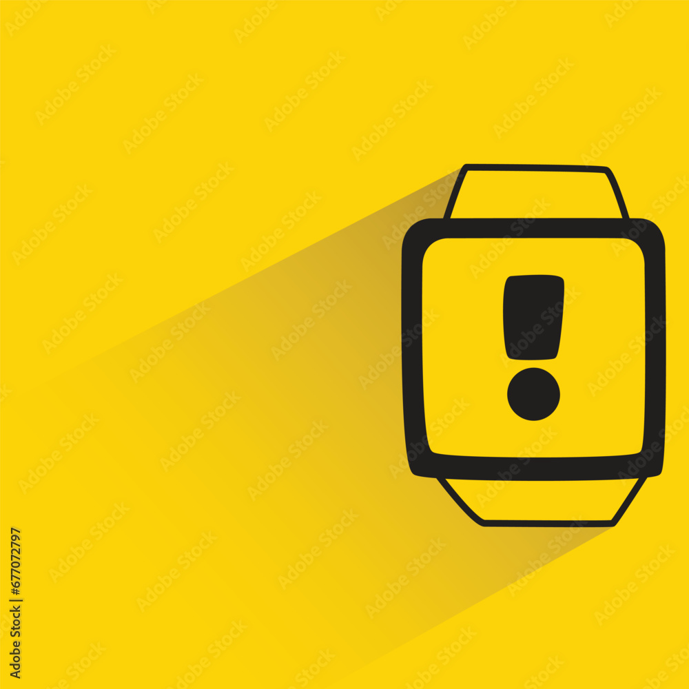 smartwatch and error with shadow on yellow background smartwatch and error with shadow on yellow background
