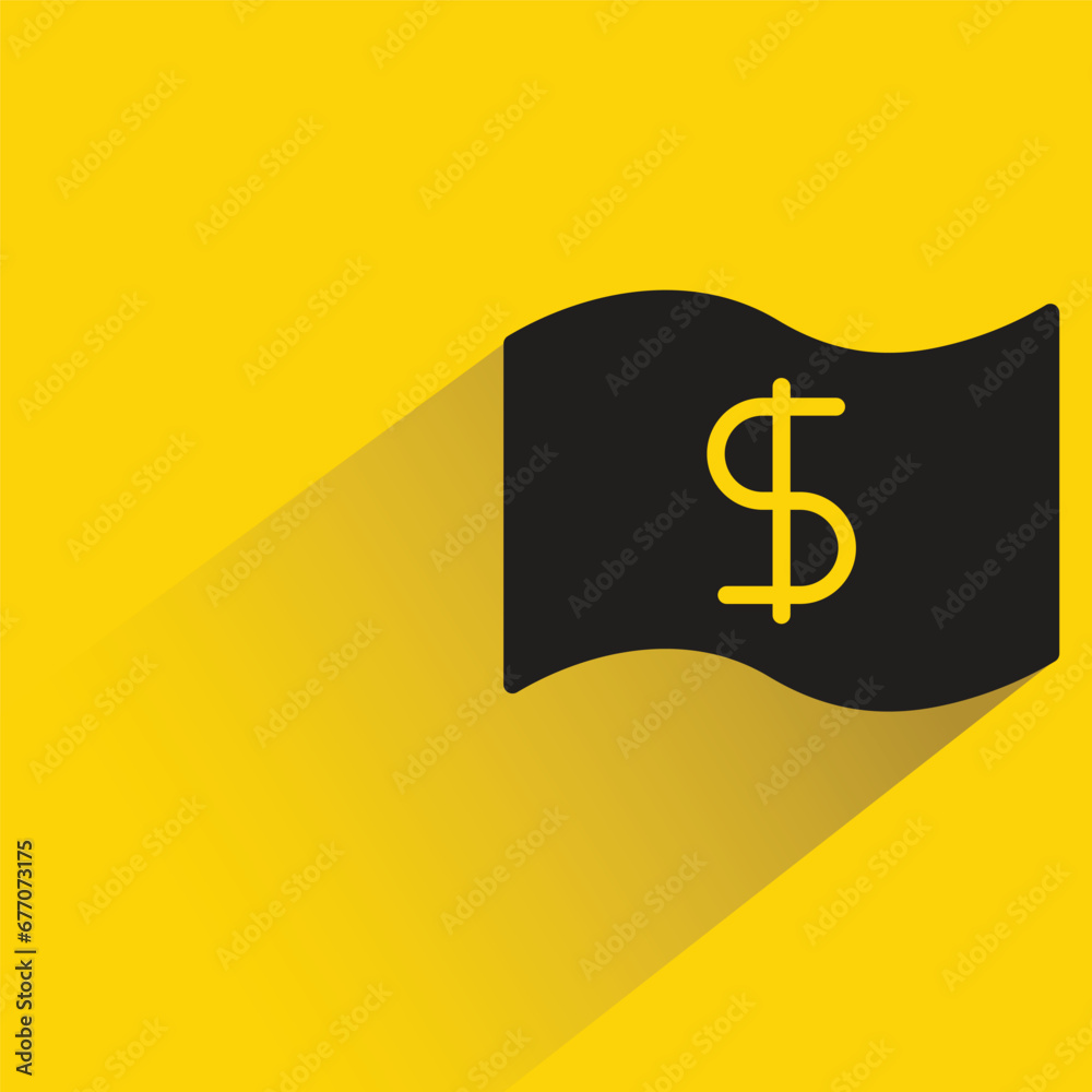 dollar banknote with shadow on yellow background dollar banknote with shadow on yellow background