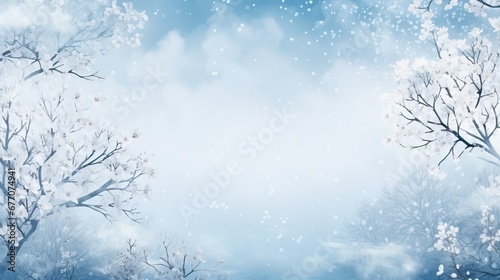 winter landscape with snow, copy space or banner background © Judeah_Stock