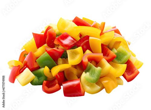 Fresh bell pepper cut into pieces on transparent background PNG