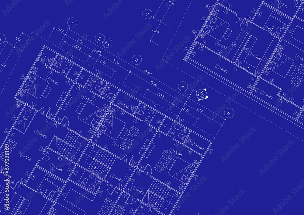 Floor plan designed building on the drawing. Floor plan designed building on the drawing.