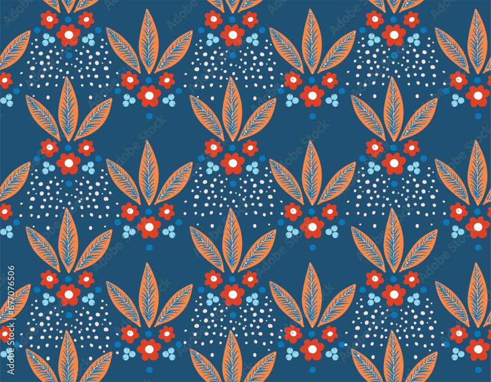 Fototapeta premium Beautiful Bohemian chic seamless pattern Hand drawn Floral and Botanical pattern