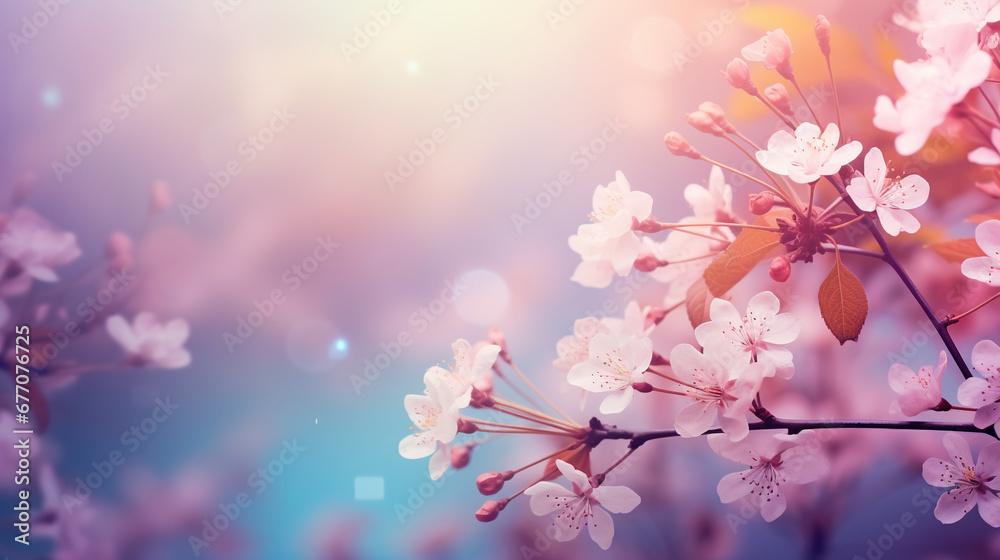 Abstract nature background with spring blooming flowers. spring blossoms landscape