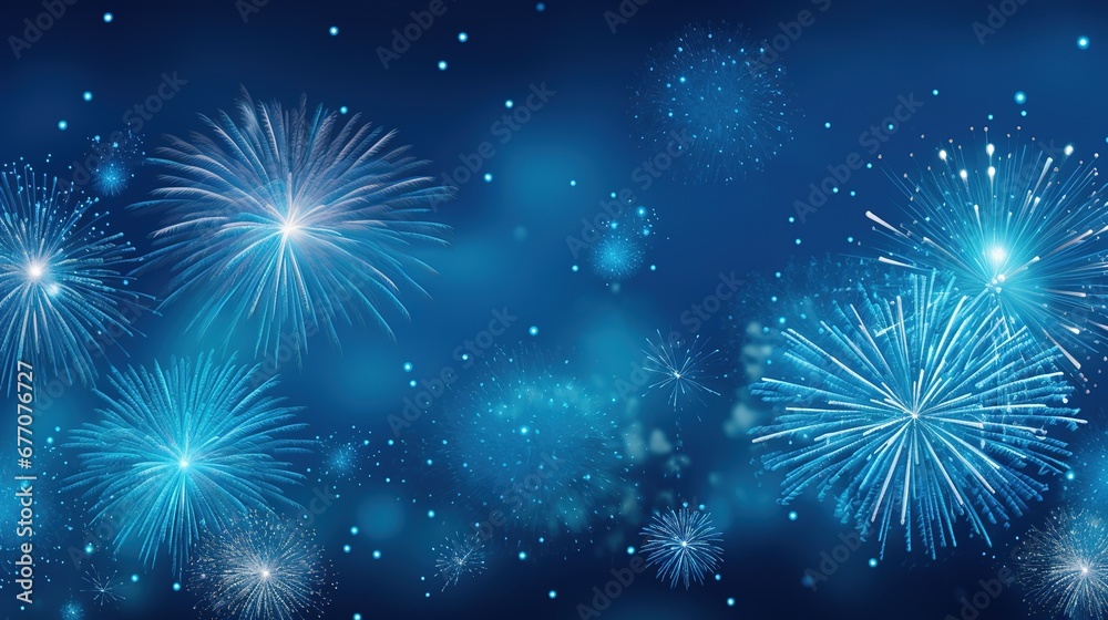 Fototapeta premium New Year's Eve with fireworks, champagne to celebrate the new year holiday cartoon illustrations,generated with AI.