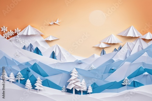 Origami Art - Winter Scenery