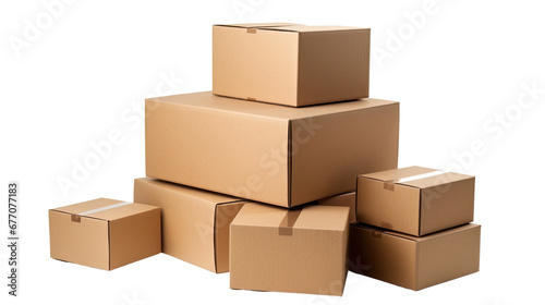 Cardboard boxs on transparent background PNG © Anchalee
