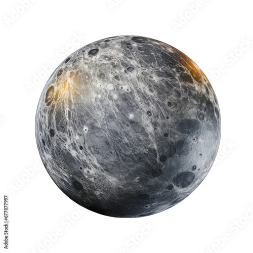 Mercury with Gray Surface Isolated on Transparent or White Background, PNG