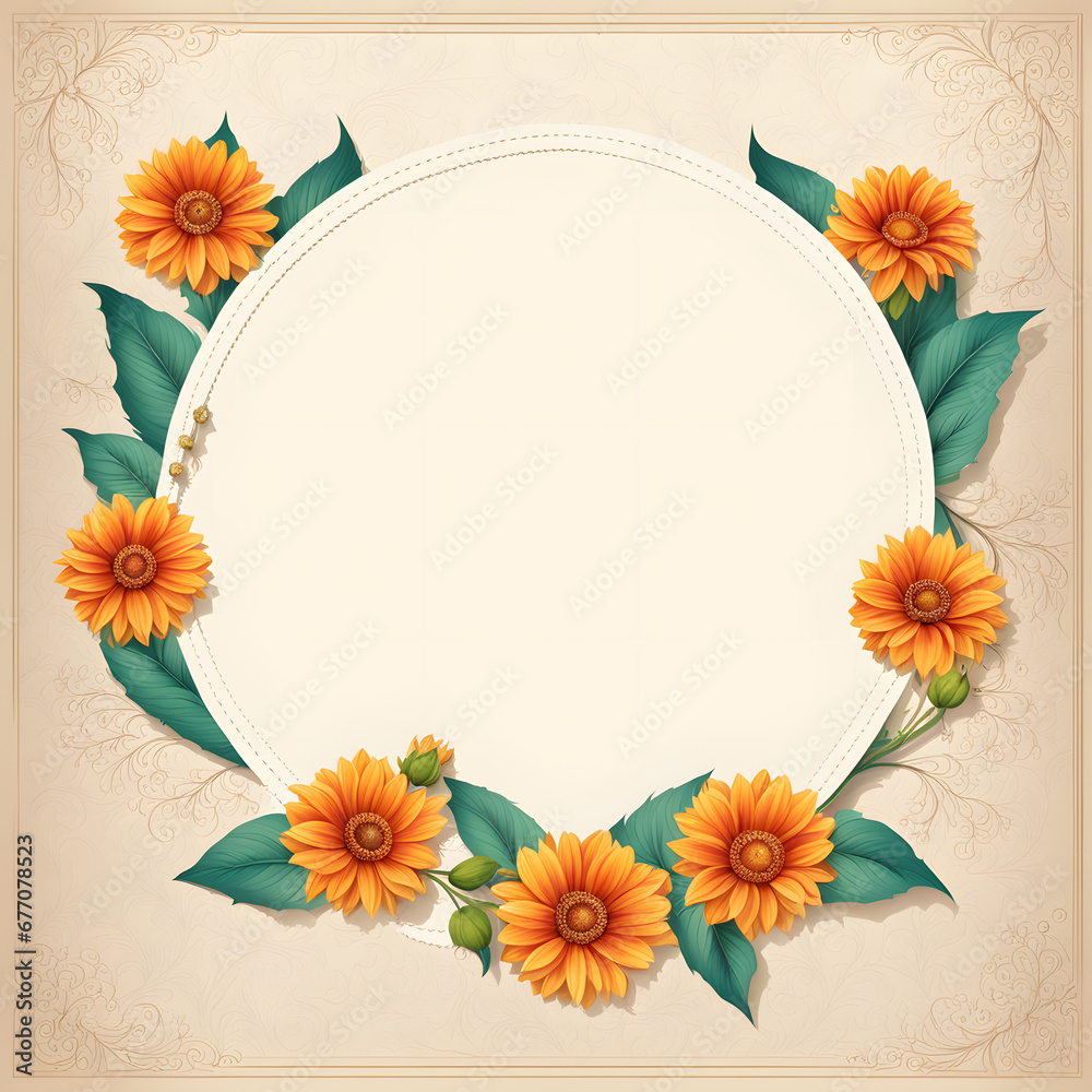 Obraz premium frame with flowers Generative AI