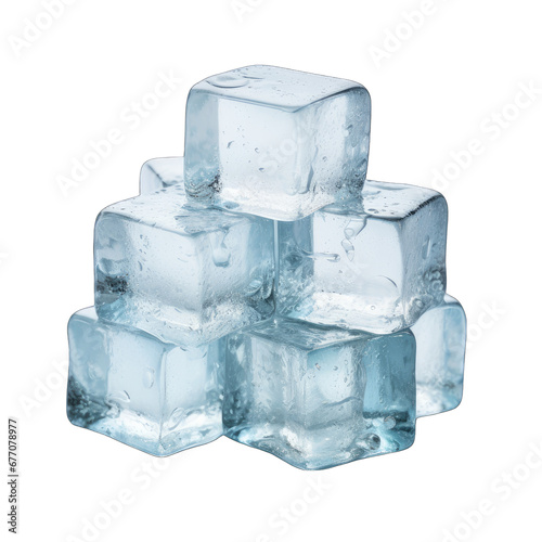 Ice Cubes Piled Up Isolated on Transparent or White Background, PNG