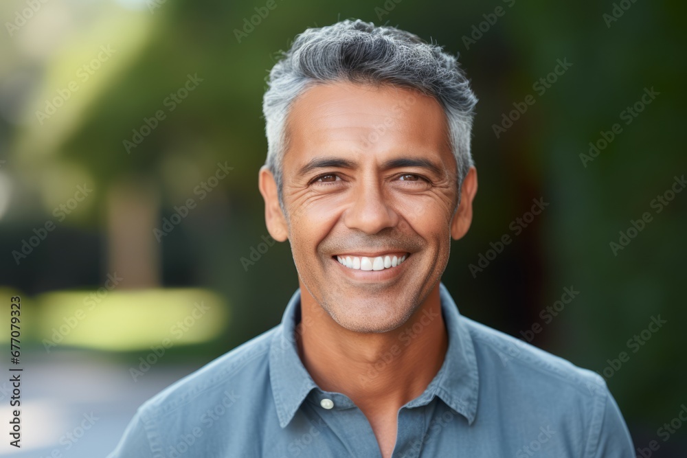 A Hispanic man middle-age smile at camera A Hispanic man middle-age smile at camera