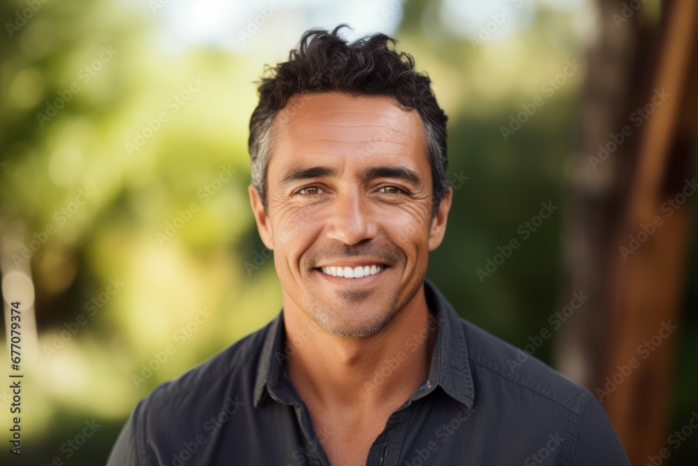 A Hispanic man middle-age smile at camera A Hispanic man middle-age smile at camera