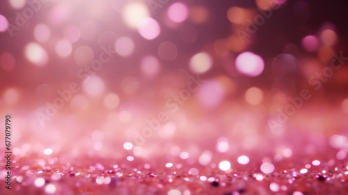Glittery background with pink glitter and blurred abstract lights