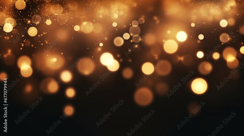 Fototapeta premium Abstract dark golden bokeh Christmas background