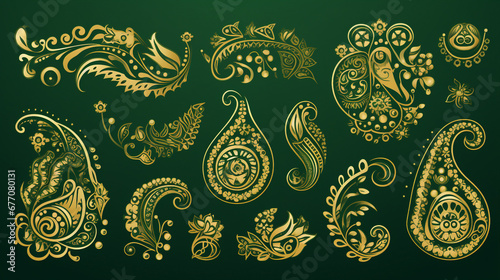 paisley vector design for textile and fashion | seamless green pattern photo
