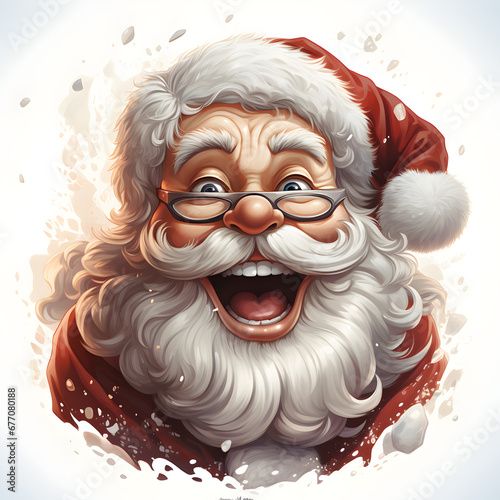 Illustration of a Santa Claus laughing, Transparent background, AI generated