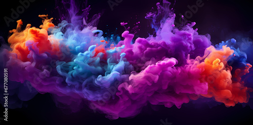 colors of clouds on a black background, in the style of gradient color blends, vibrant, neon colors, abstract form, symbolic-vibrant, high resolution, yellow and violet