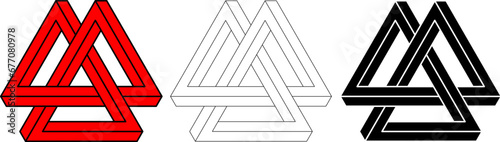 Valknut triple triangle illusion set photo