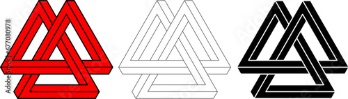 Valknut triple triangle illusion set