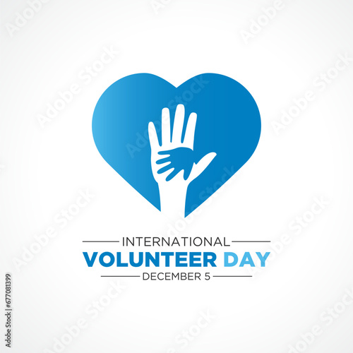 International volunteer day is observed every year on the 5th december . Vector template for banner, greeting card, poster with background. Vector illustration. © ReotPixel
