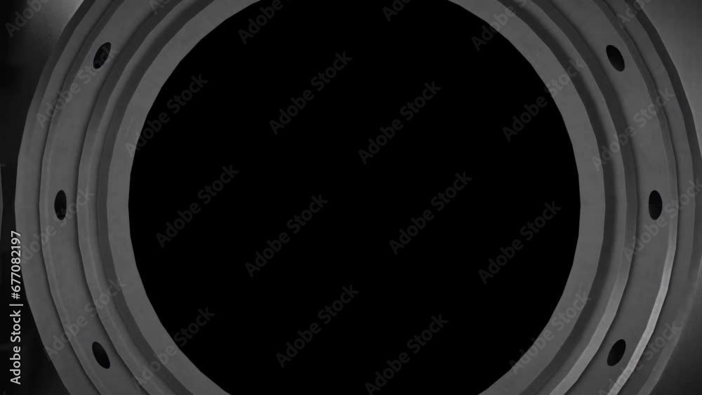 Transition of 3D Animated Metal Vault Door Unlocks, Zoomed In To Fade Into A Transparent Transition.