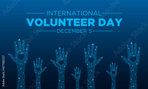 International volunteer day is observed every year on the 5th december . Vector template for banner, greeting card, poster with background. Vector illustration.