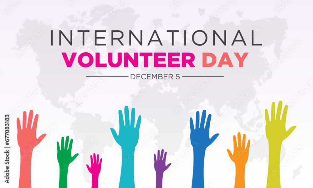 International volunteer day is observed every year on the 5th december . Vector template for banner, greeting card, poster with background. Vector illustration. International volunteer day is observed every year on the 5th december . Vector template for banner, greeting card, poster with background. Vector illustration.