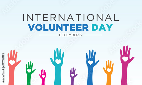 International volunteer day is observed every year on the 5th december . Vector template for banner, greeting card, poster with background. Vector illustration.