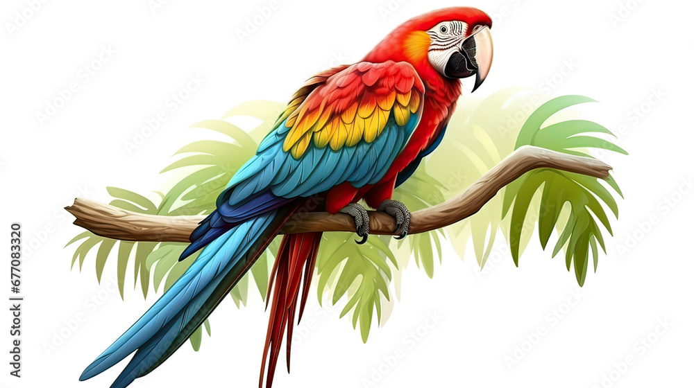 Colorful macaw parrot with vibrant feathers AI generative	