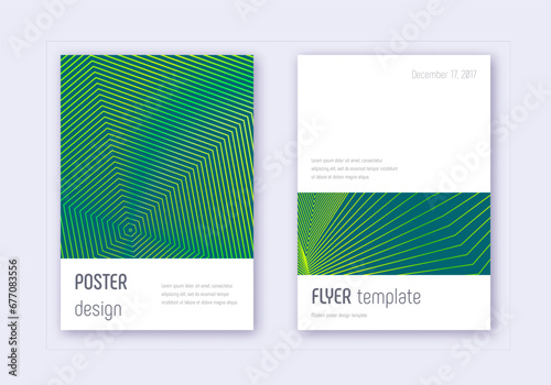 Minimalistic cover design template set. Green abst