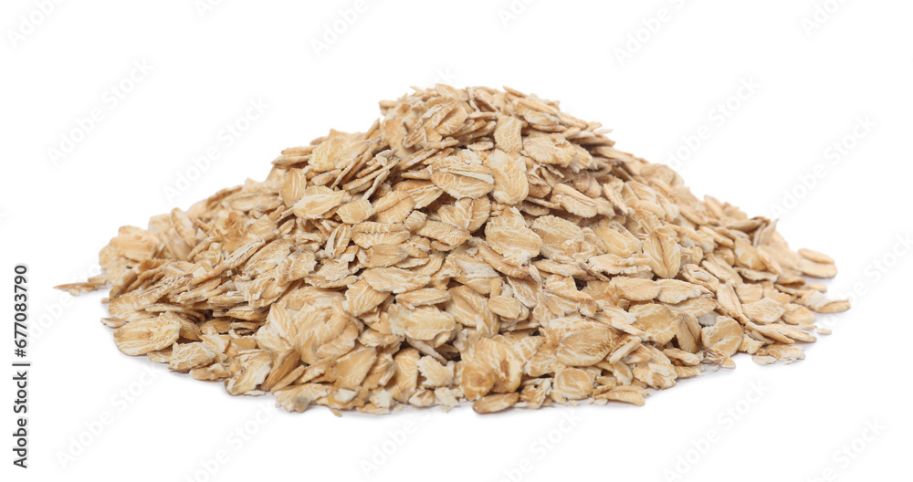 Pile of rolled oats isolated on white Pile of rolled oats isolated on white